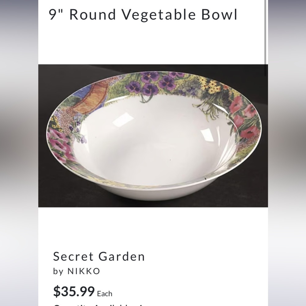 Vintage Nikko Patta Secret Garden Floral Bowl Fine China